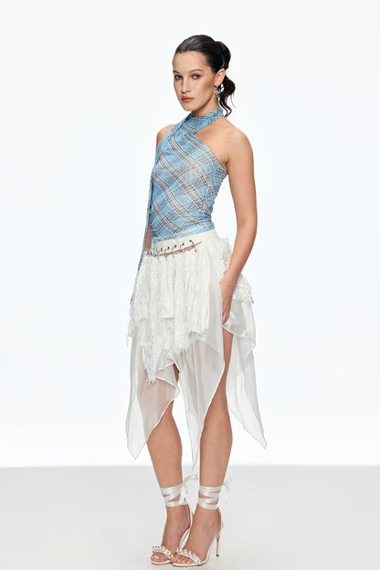 Cainnech Grid Halter Yaka Üst