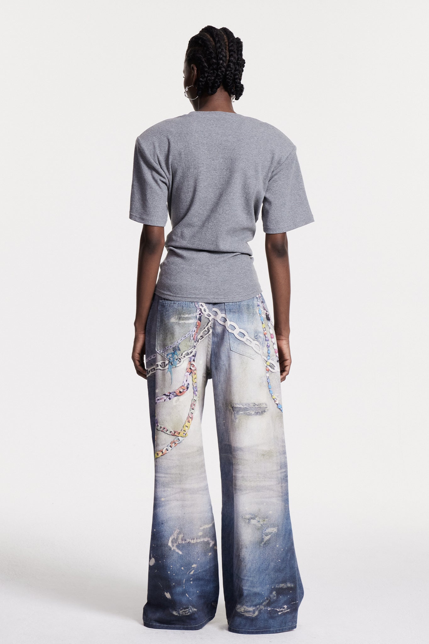 Callahan Baskılı Geniş Paça Kot Pantolon