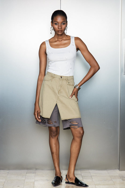 Carys Deconstruct Yırtık Midi Pantolon