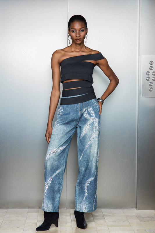 Casimir Fiyonklu Baskılı Kot Pantolon