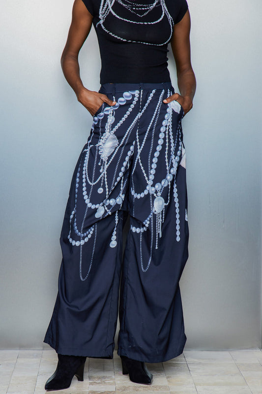 Cassiel İnci Zincir Baskılı Pantolon