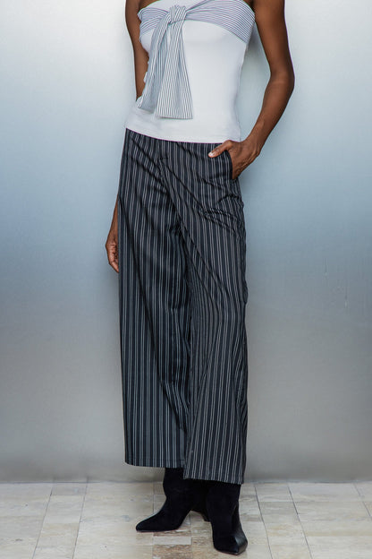 Cassio Çizgili Dantel Düz Pantolon