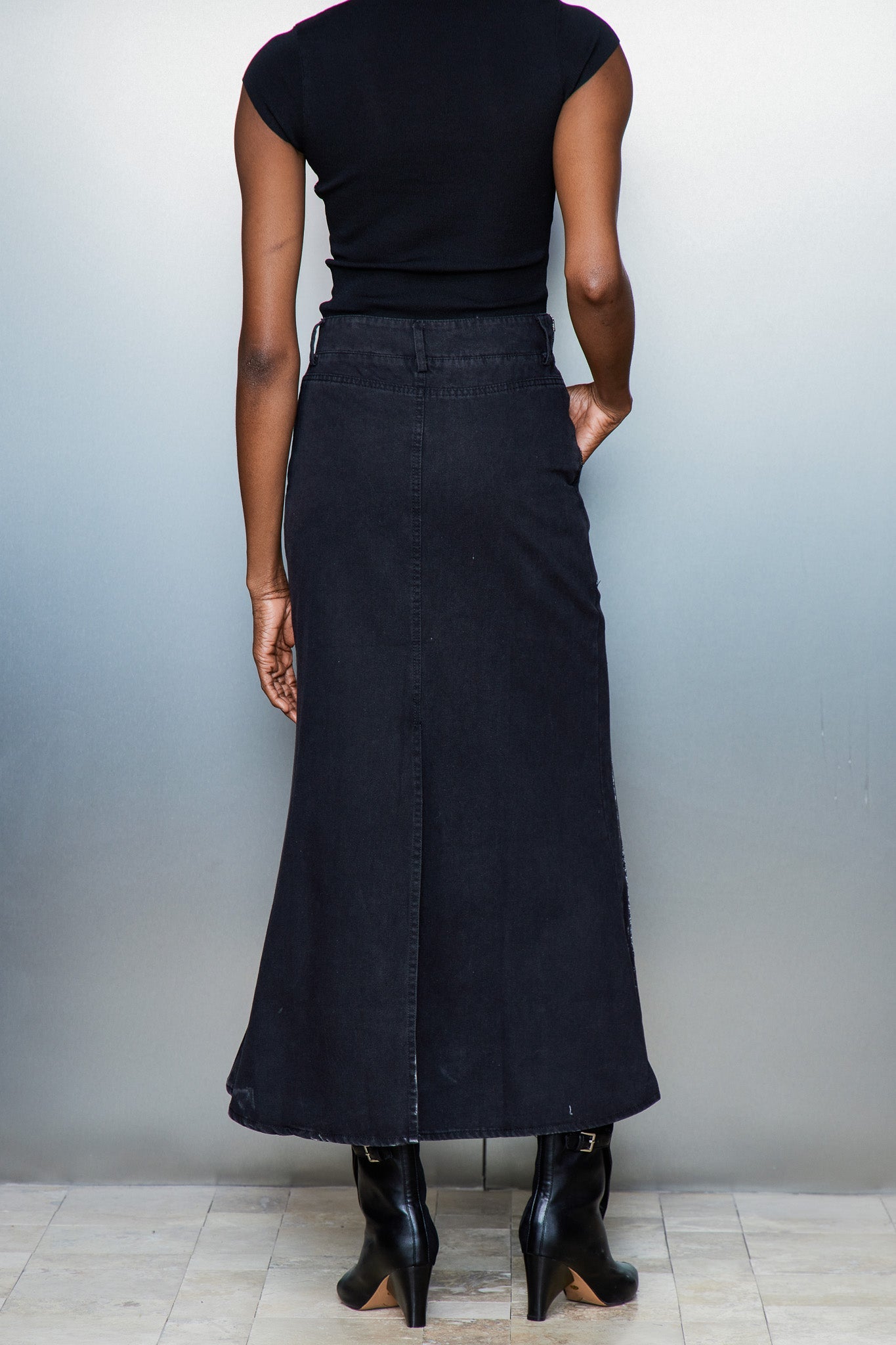 Cassiopea Illusion Baskılı Kot Uzun Etek