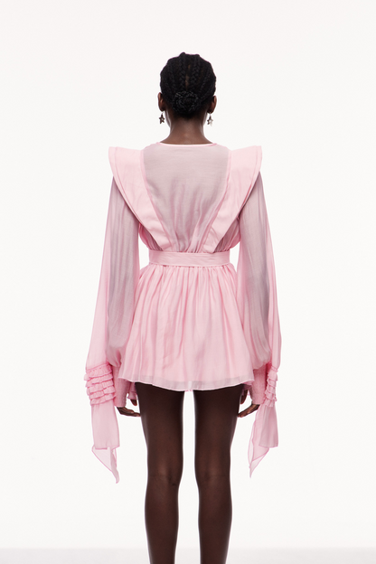 Pembe Celsus Volanlı Mini Elbise