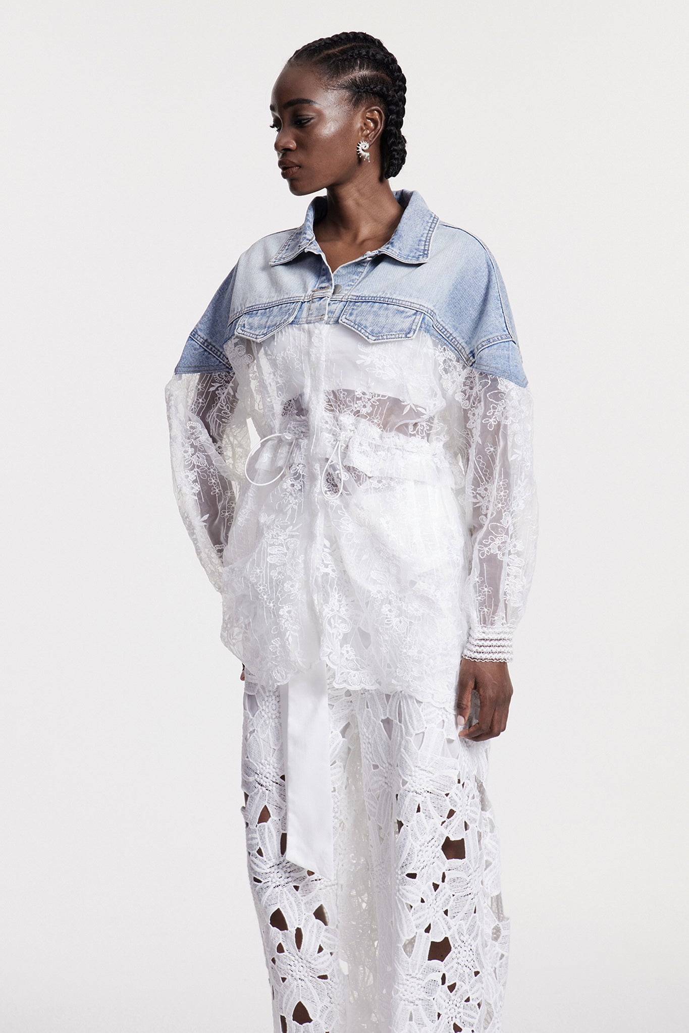 Chlothar Dantel İşlemeli Denim Ceket