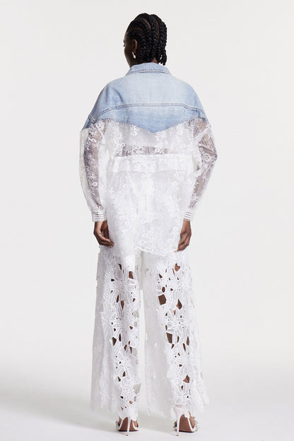 Chlothar Dantel İşlemeli Denim Ceket