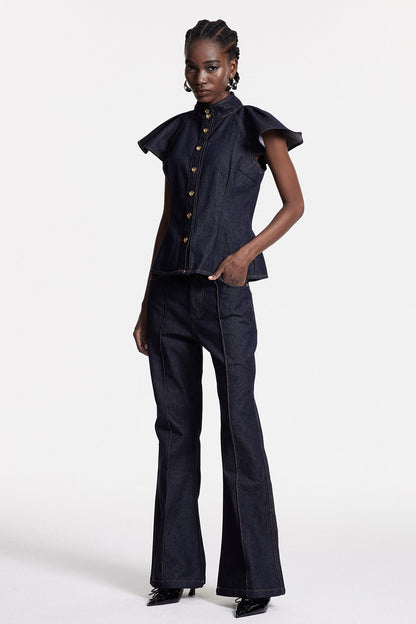 Chrestos Ruffle Denim Pantolon Takımı