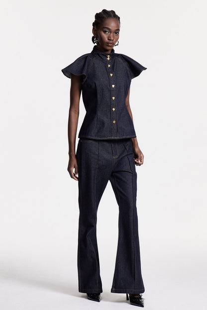Chrestos Ruffle Denim Pantolon Takımı