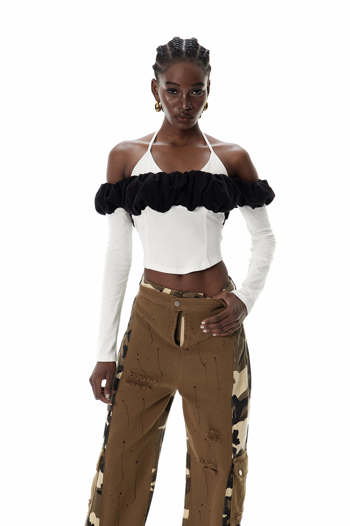 Claude Omuz Açık Beyaz Üst