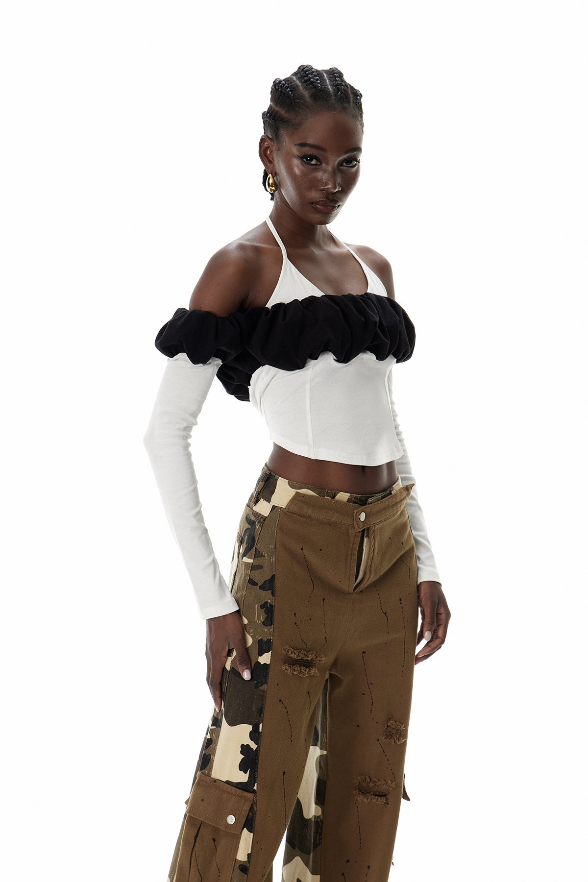 Claude Omuz Açık Beyaz Üst