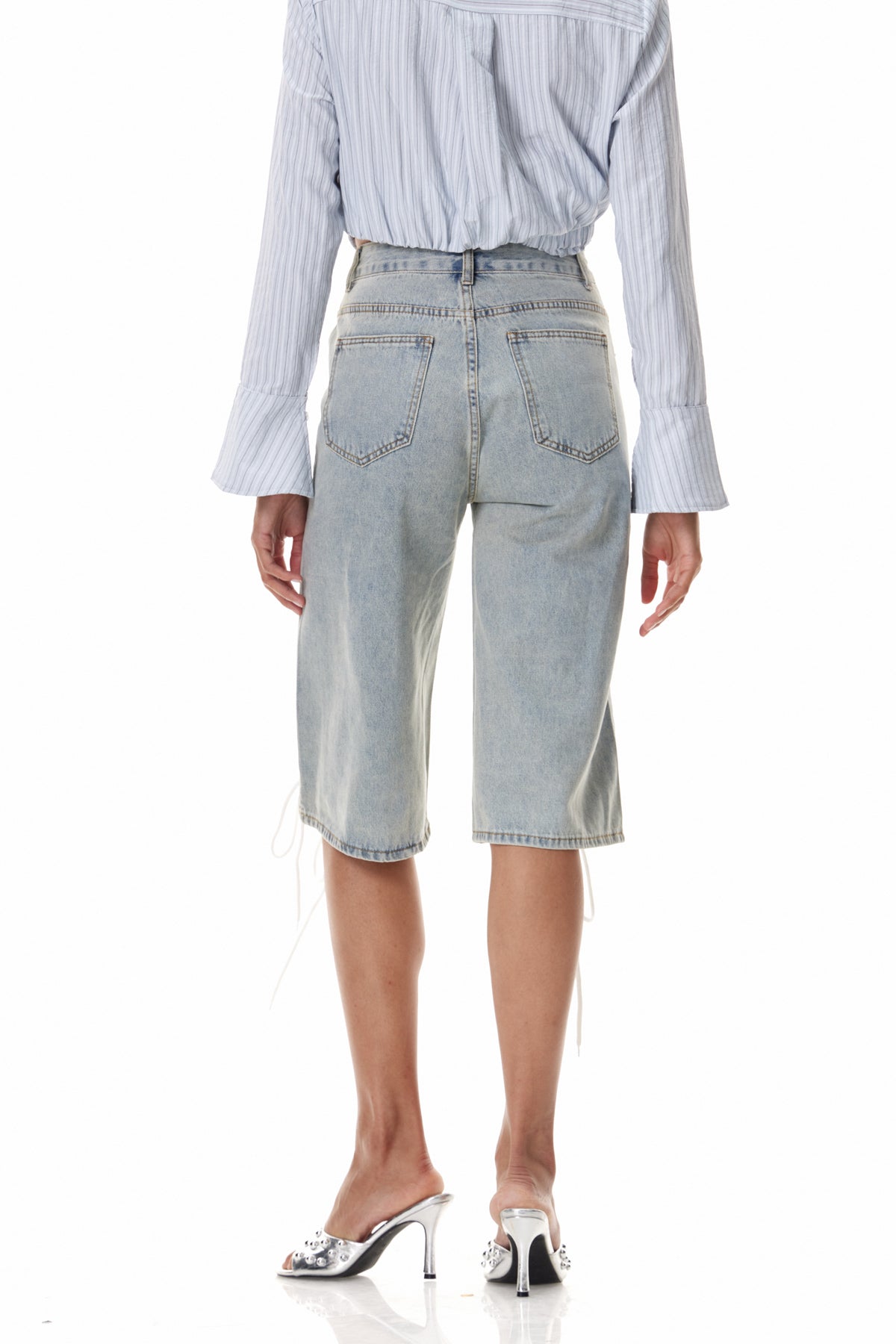 Clemens Bağcıklı Midi Kot Pantolon