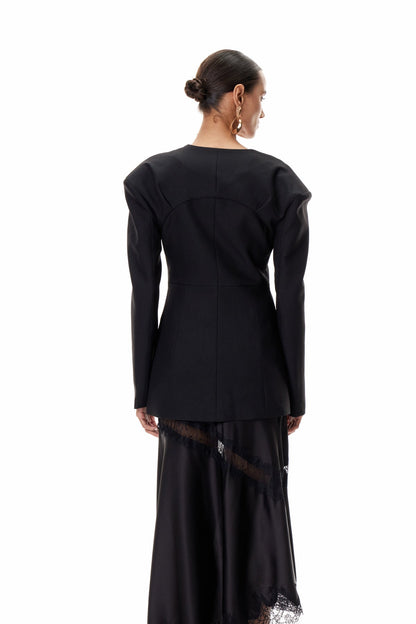 Climent Süslemeli Derin V Yaka Blazer