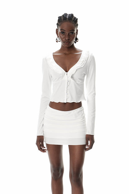 Covadonga Fırfırlı Dekolte Etek Takım