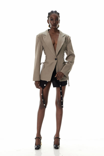 Crescenzo Yaka Bağcıklı Blazer