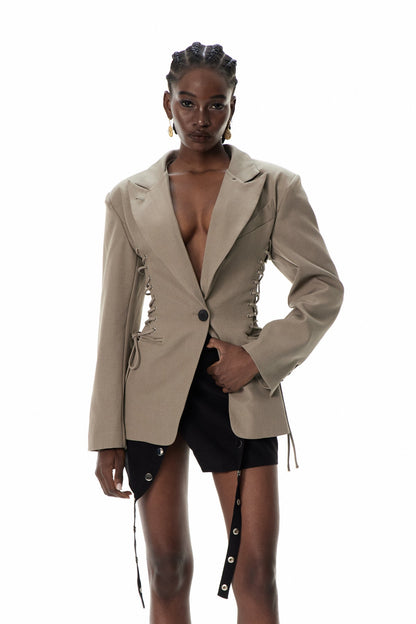 Crescenzo Yaka Bağcıklı Blazer