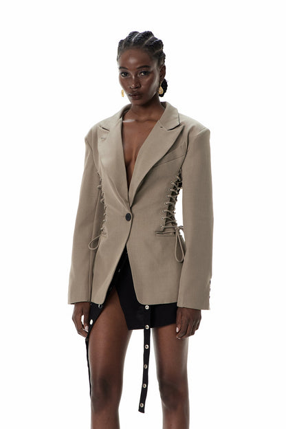 Crescenzo Yaka Bağcıklı Blazer