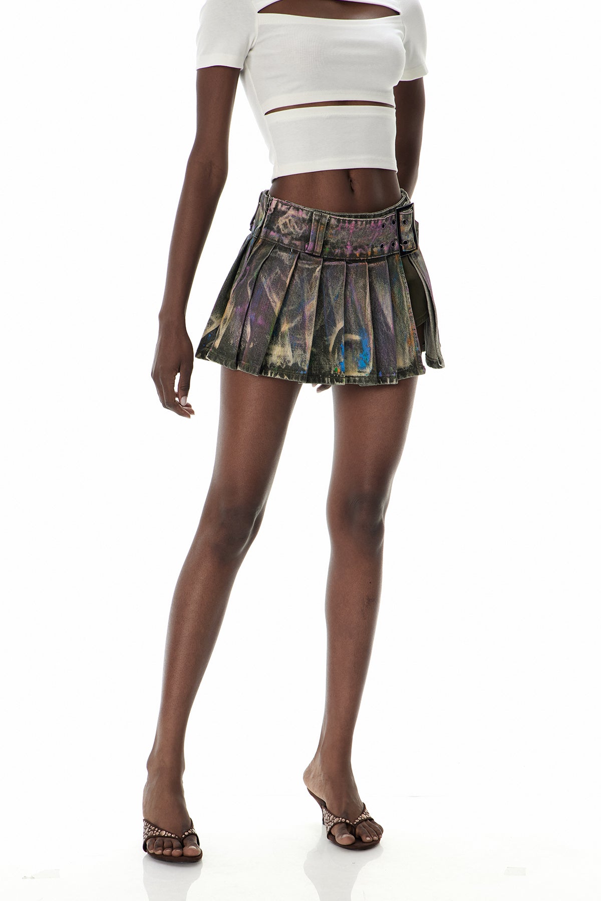 Cua Batik Split Denim Mini Etek