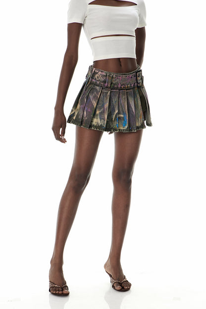 Cua Batik Split Denim Mini Etek