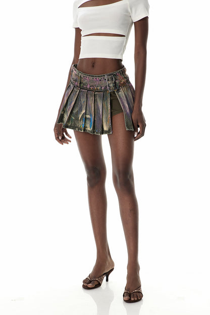 Cua Batik Split Denim Mini Etek