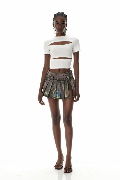 Cua Batik Split Denim Mini Etek