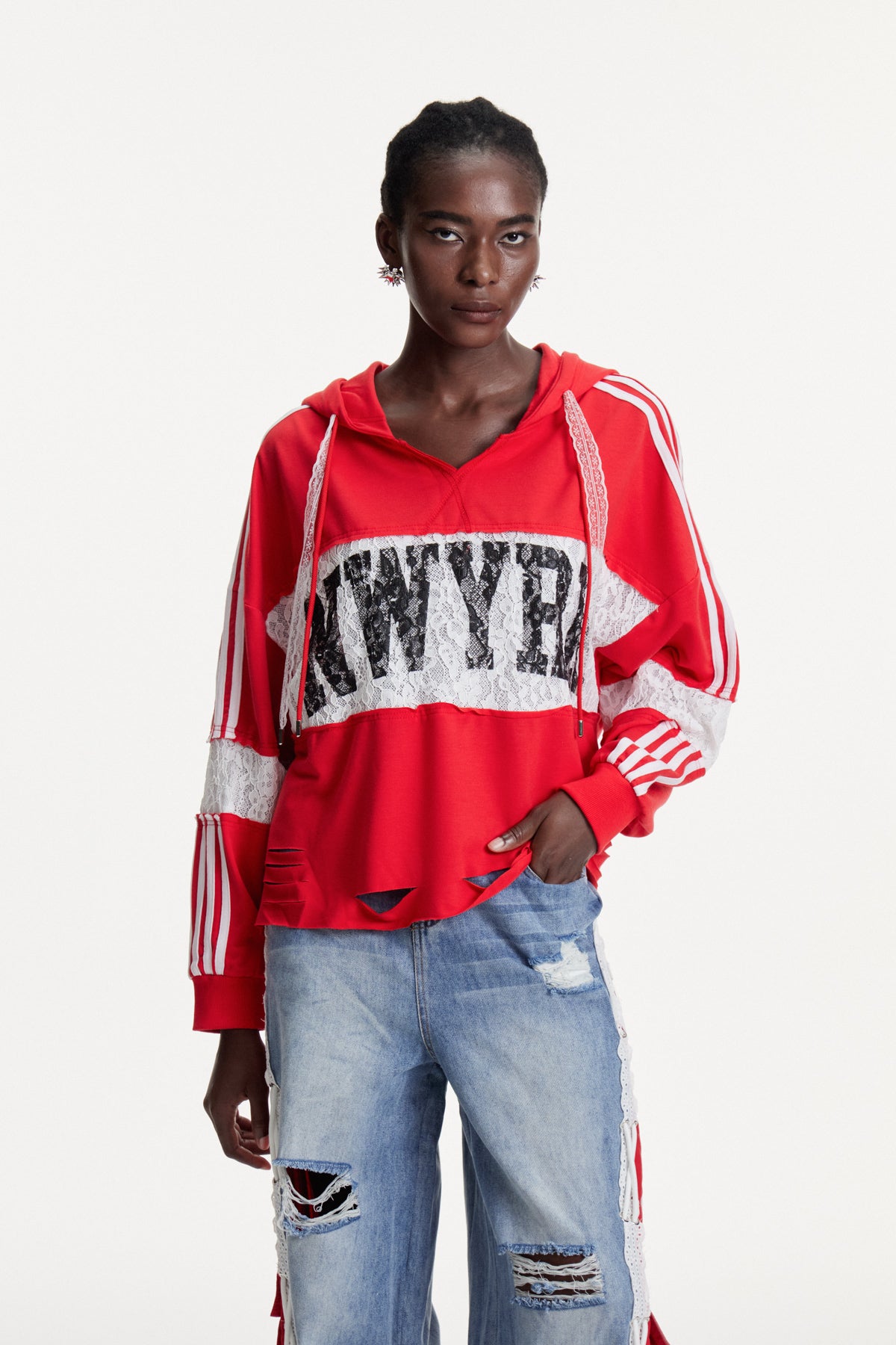 Damianos Dantel Baskılı Kapüşonlu Üst