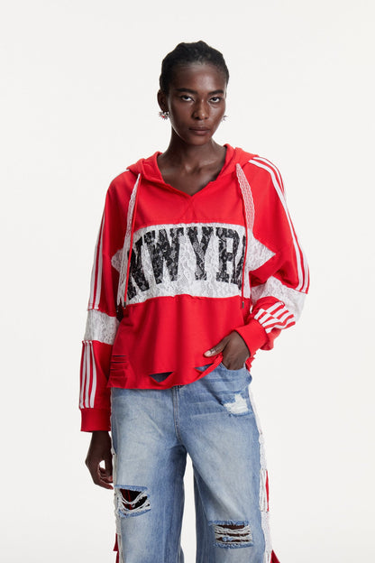 Damianos Dantel Baskılı Kapüşonlu Üst