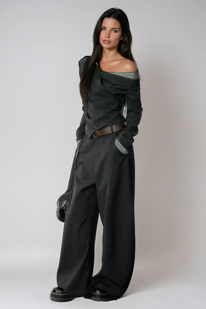 Darko Tek Omuzlu Izgara Koyu Gri Üst