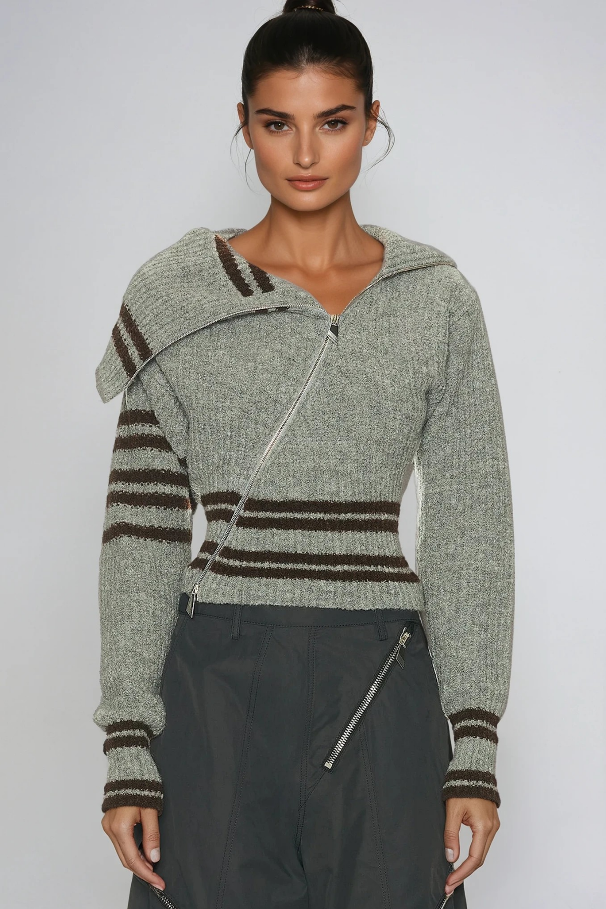 Deianira Fermuarlı Asimetrik Örgü Üst