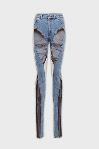 Delilah Yüksek Bel Fileli Skinny Jeans