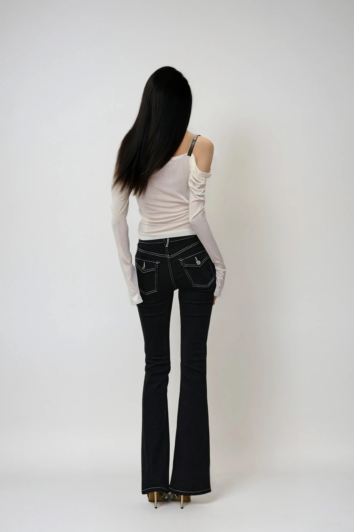 Derren Omuz Açık Deconstruct Ruch Beyaz Üst