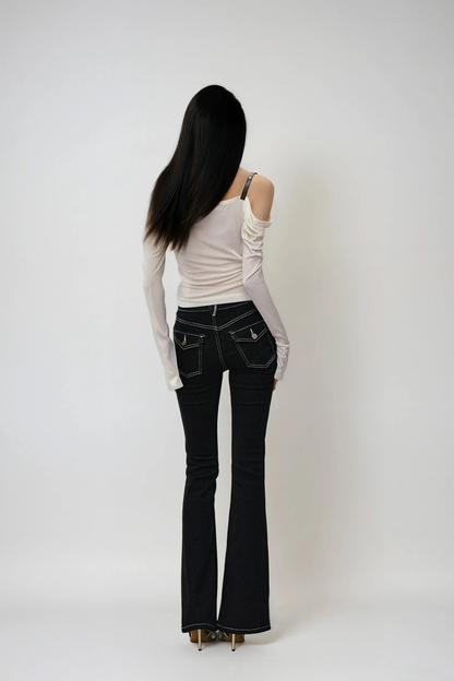 Derren Omuz Açık Deconstruct Ruch Beyaz Üst