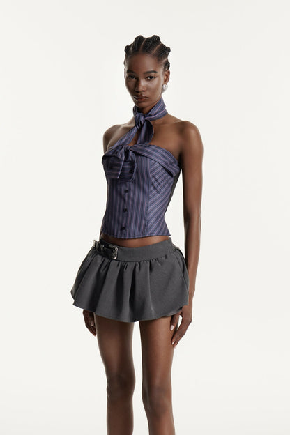 Earl Straplez Çizgili Mavi Üst