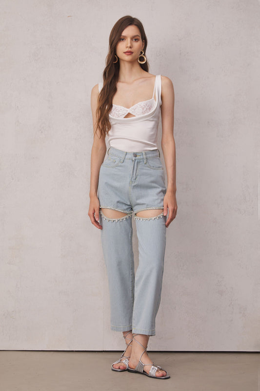 Eden Taşlı Taşlı Kesim Denim Jeans