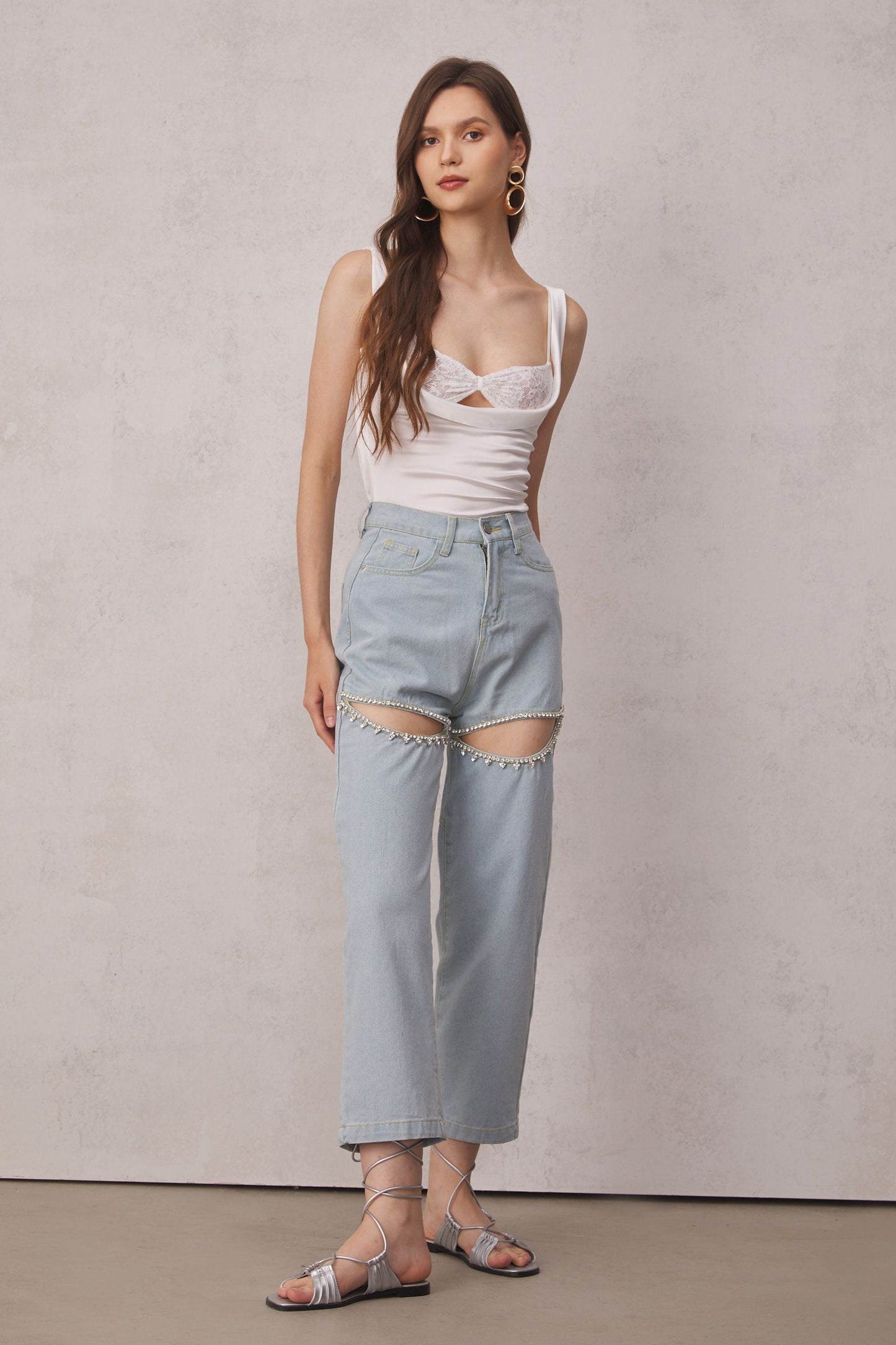 Eden Taşlı Taşlı Kesim Denim Jeans
