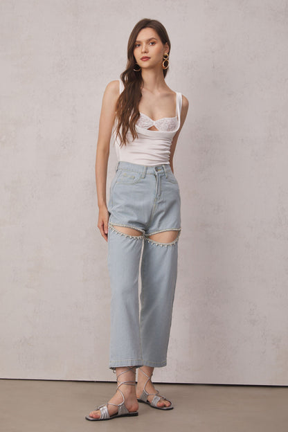 Eden Taşlı Taşlı Kesim Denim Jeans