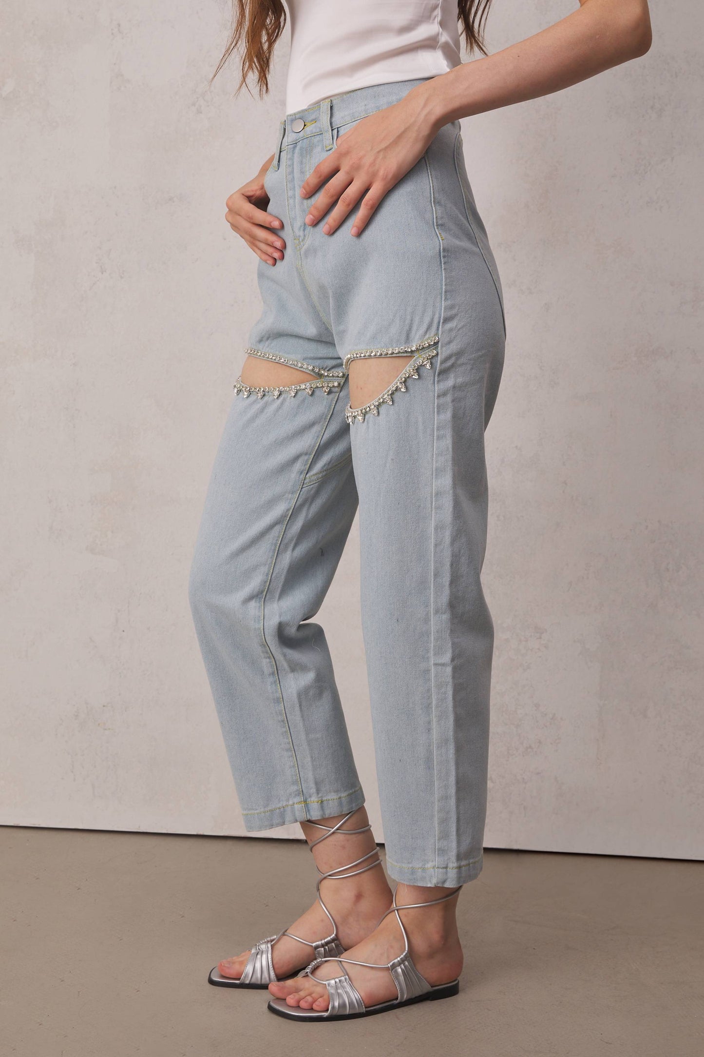 Eden Taşlı Taşlı Kesim Denim Jeans