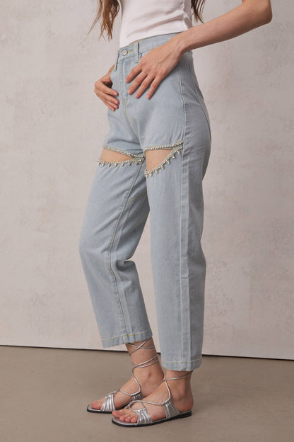 Eden Taşlı Taşlı Kesim Denim Jeans