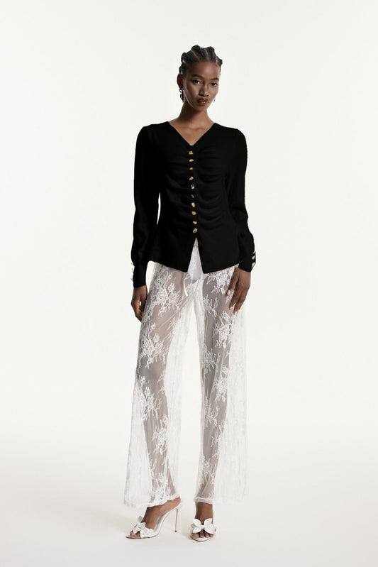 Edmonda Ruch Siyah Örgü Üst