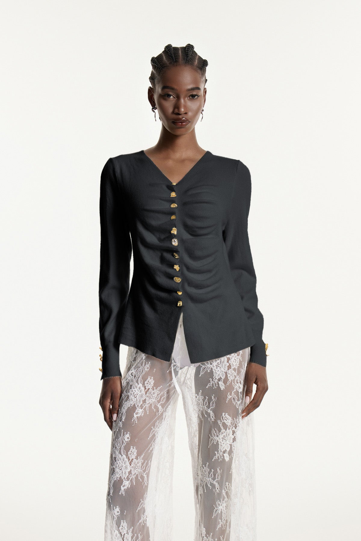 Edmonda Ruch Gri Örgü Üst