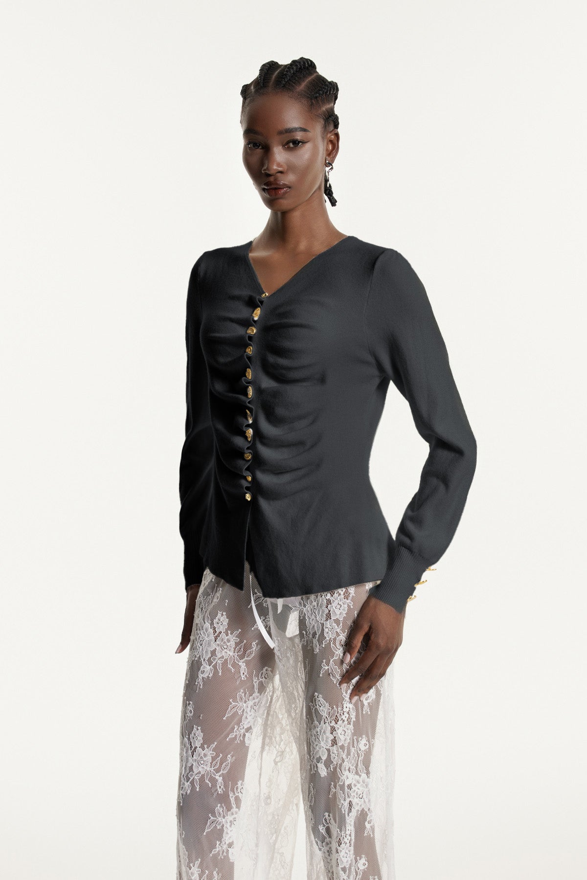 Edmonda Ruch Gri Örgü Üst