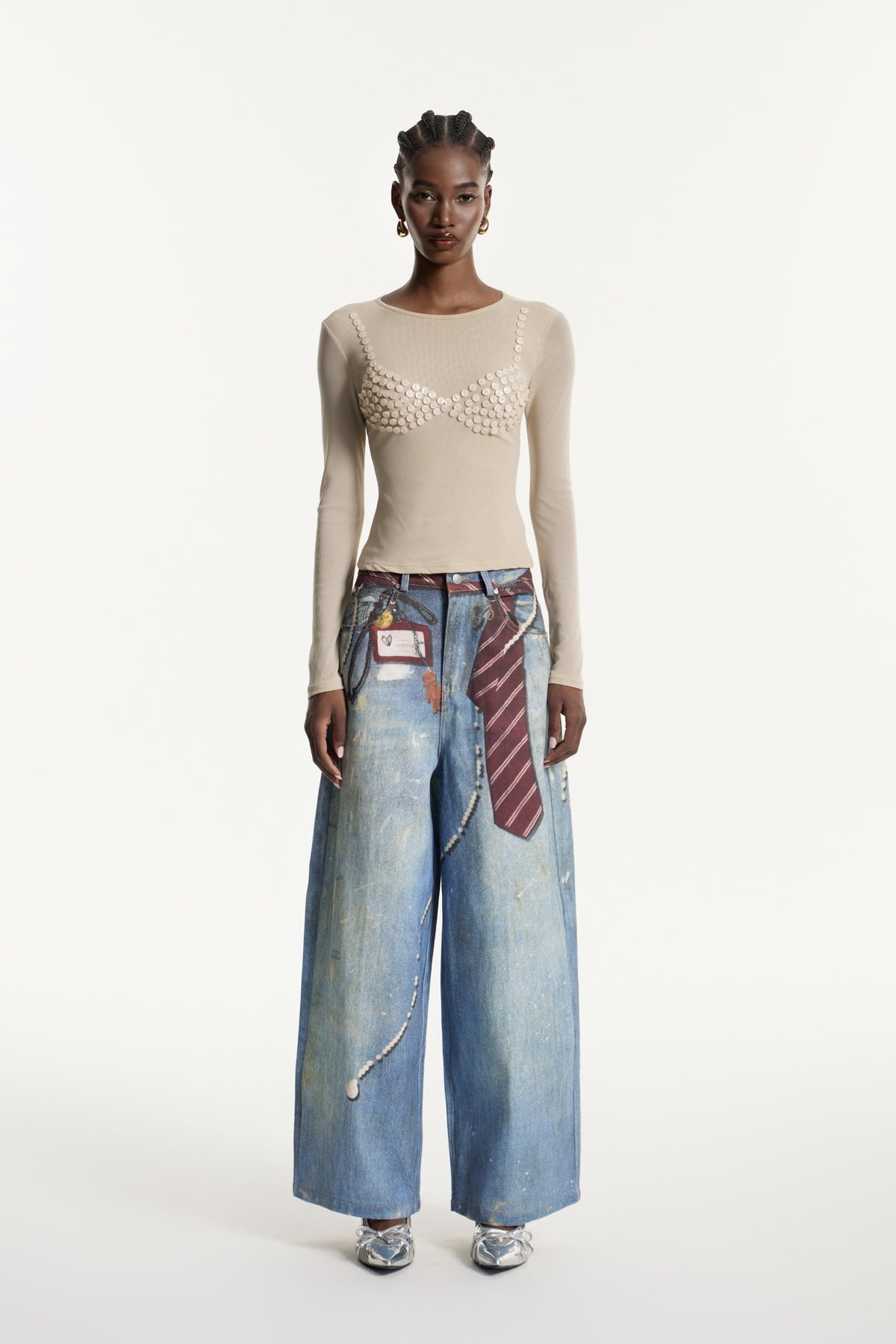 Edvaldo Baskılı Bol Paça Kot Pantolon