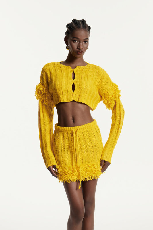 Edvige Saçaklı Örme Etek Takımı