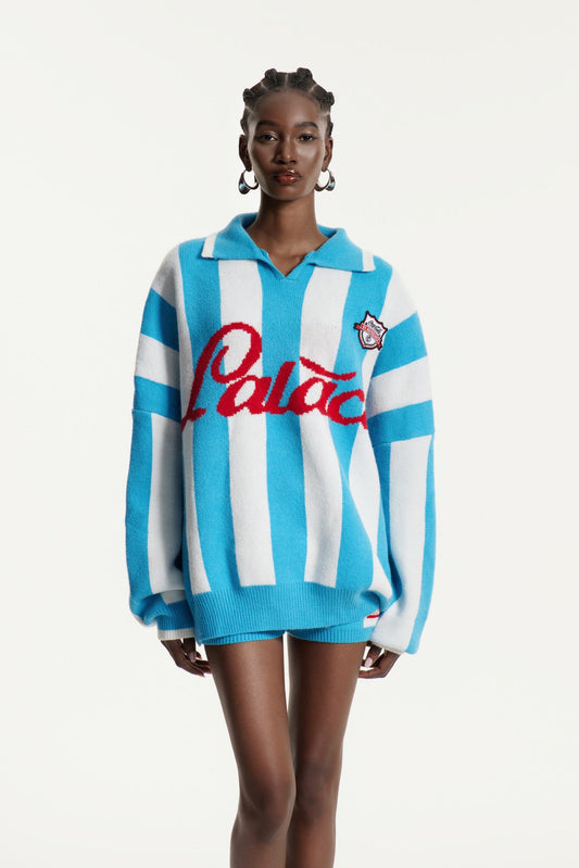 Edwena Çizgili Örme Pantolon Takımı Mavi