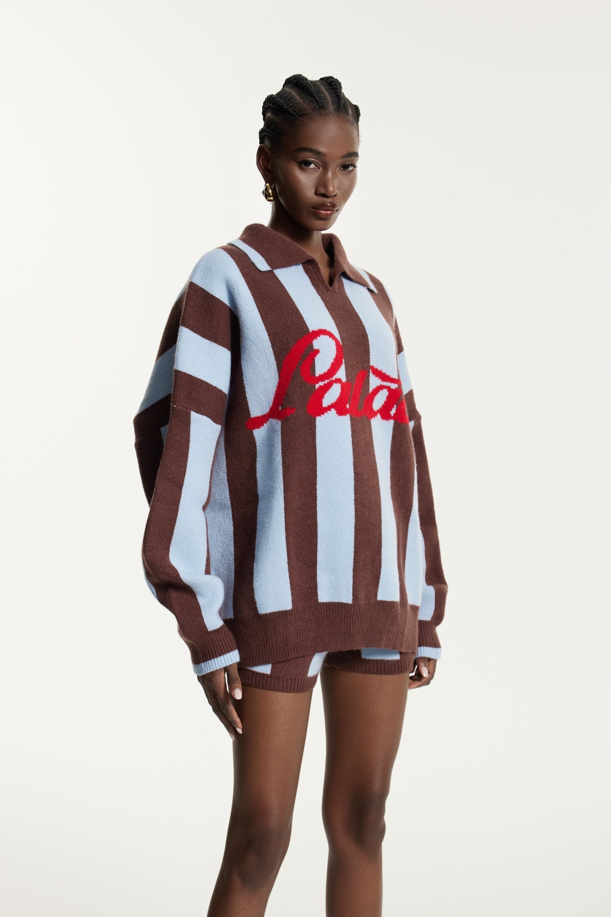 Edwena Kahverengi Çizgili Örme Takım