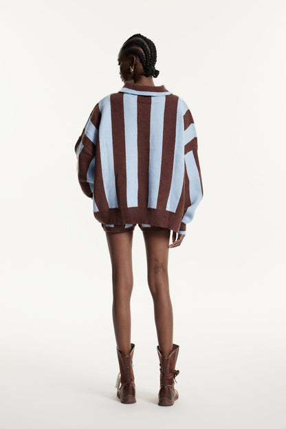 Edwena Kahverengi Çizgili Örme Takım