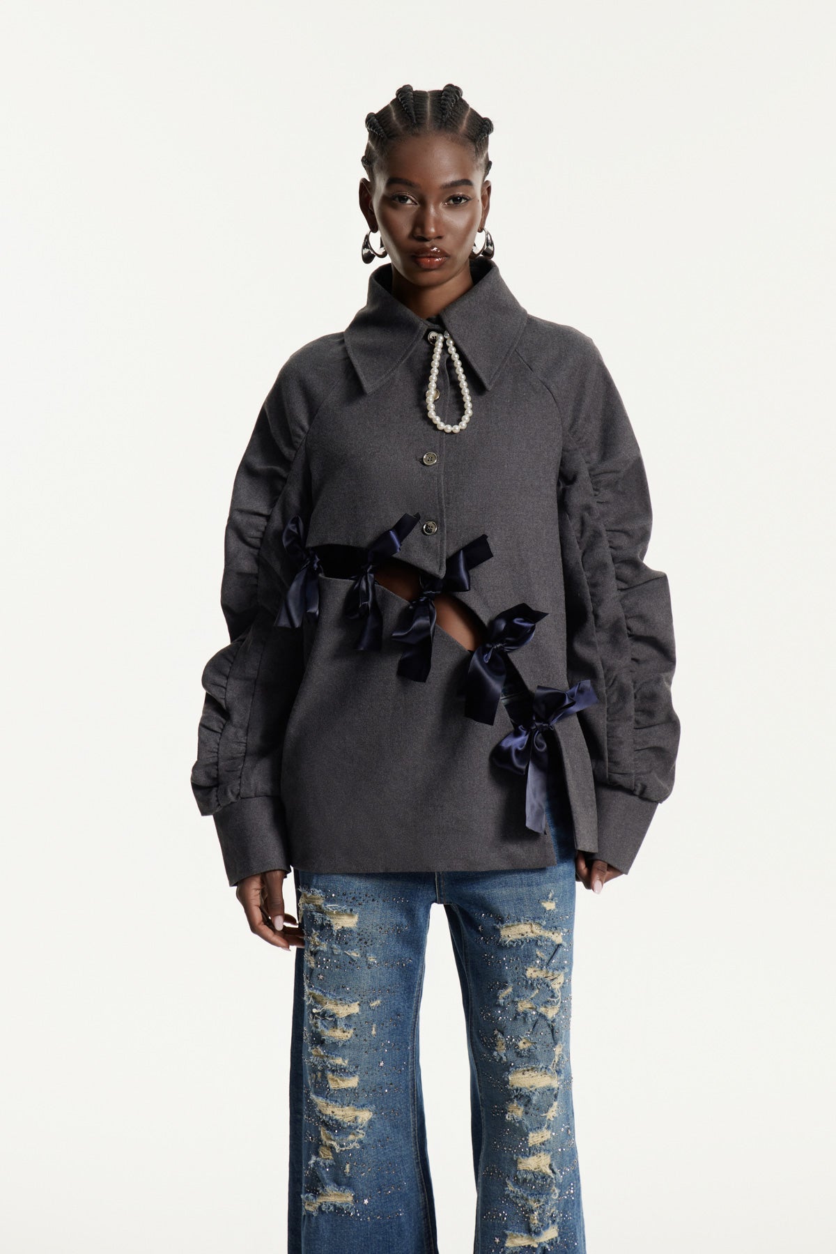 Edyta Fiyonklu İpli Balon Kollu Üst