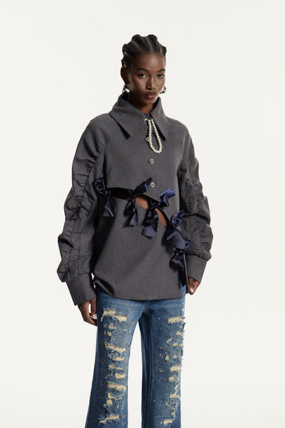 Edyta Fiyonklu İpli Balon Kollu Üst