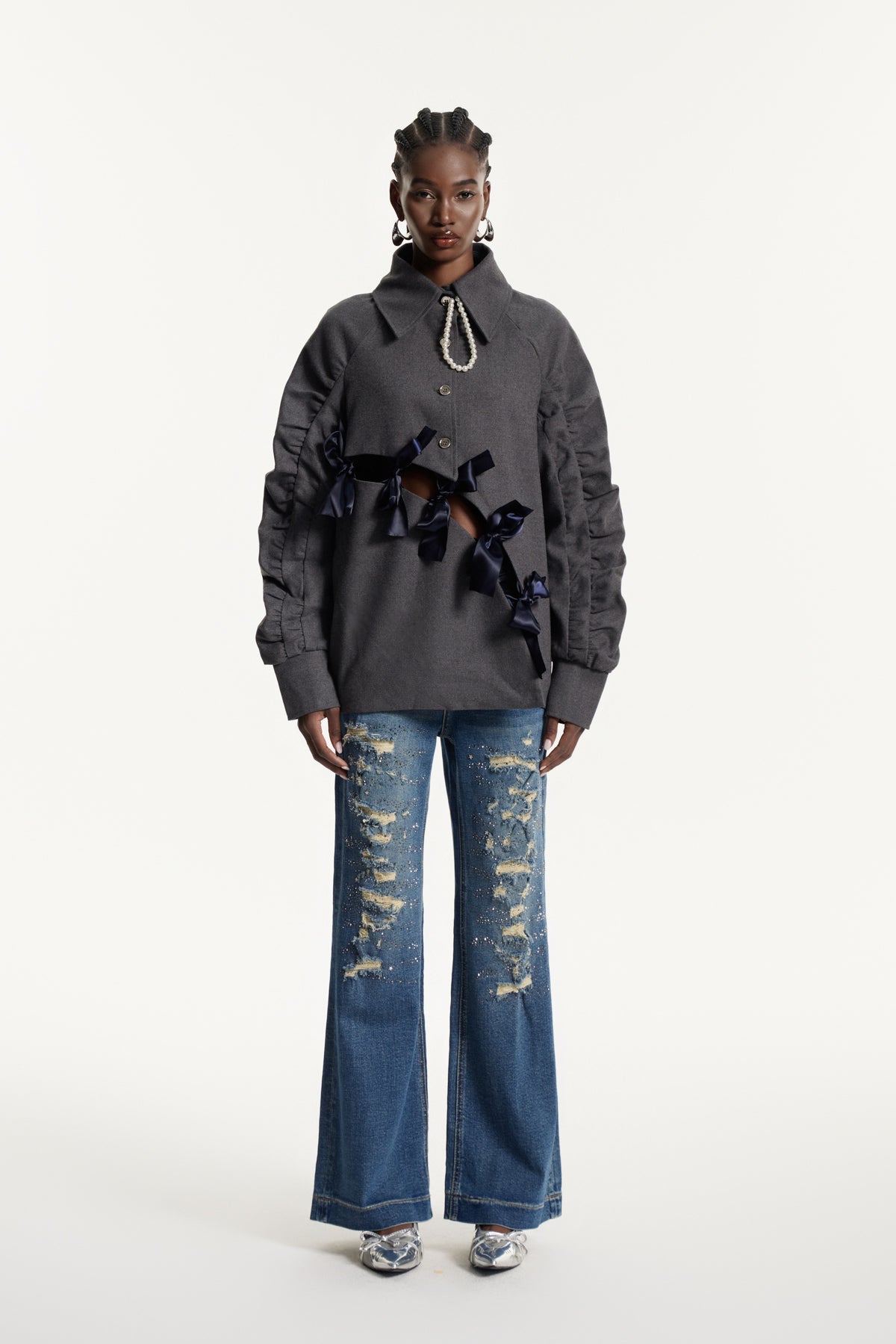 Edyta Fiyonklu İpli Balon Kollu Üst