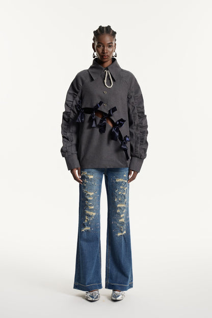 Edyta Fiyonklu İpli Balon Kollu Üst