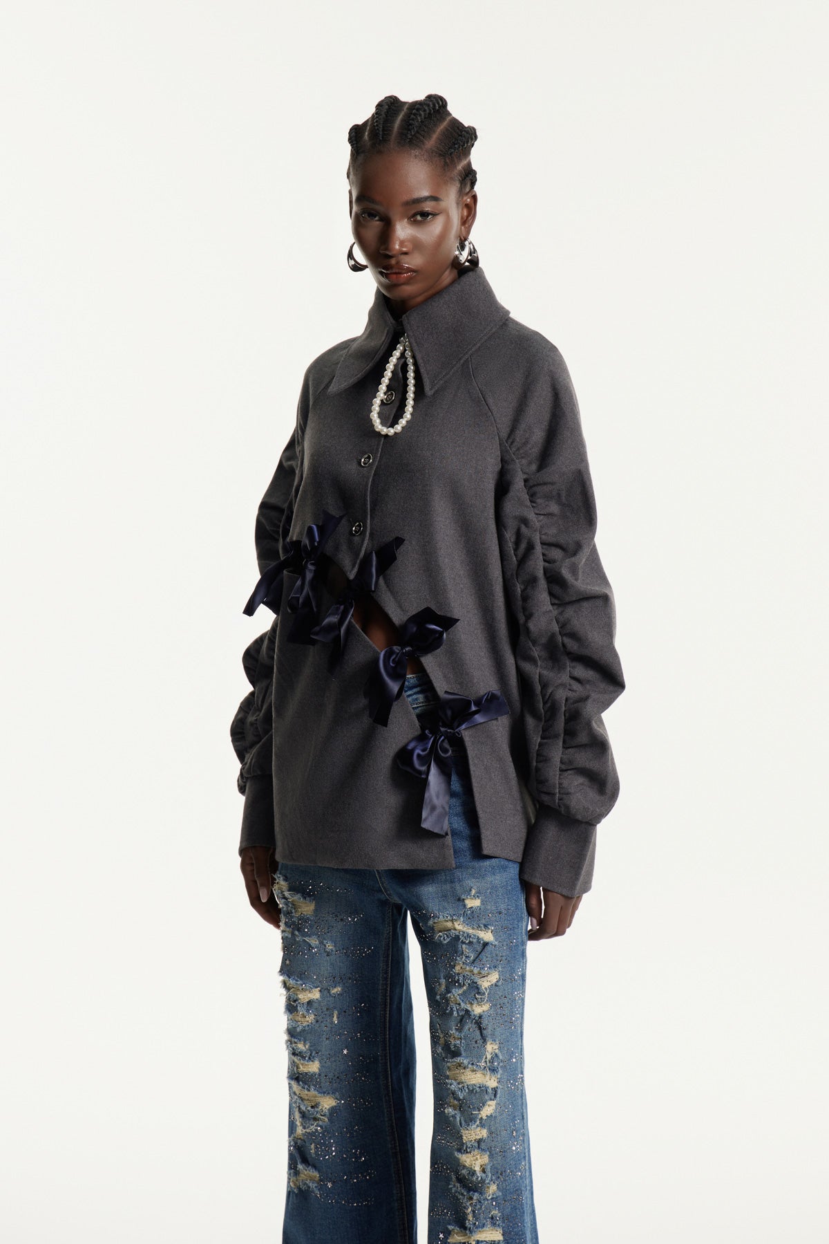 Edyta Fiyonklu İpli Balon Kollu Üst